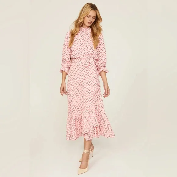 Hill House Home Pink Posy 2pc Set: Millie Top + Mirabel Wrap Skirt Floral Ruffle - Picture 1 of 12